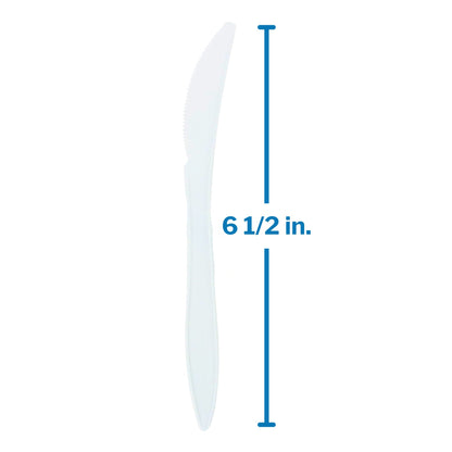 KNIFE, PLASTIC MED WGHT WHT 6.5" (1000/CS)