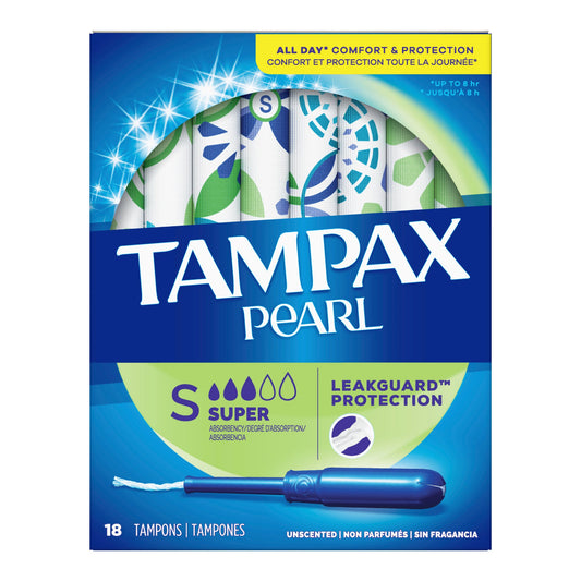 TAMPON, TAMPAX PEARL APPL SUPER UNSCNTD (18/BX)