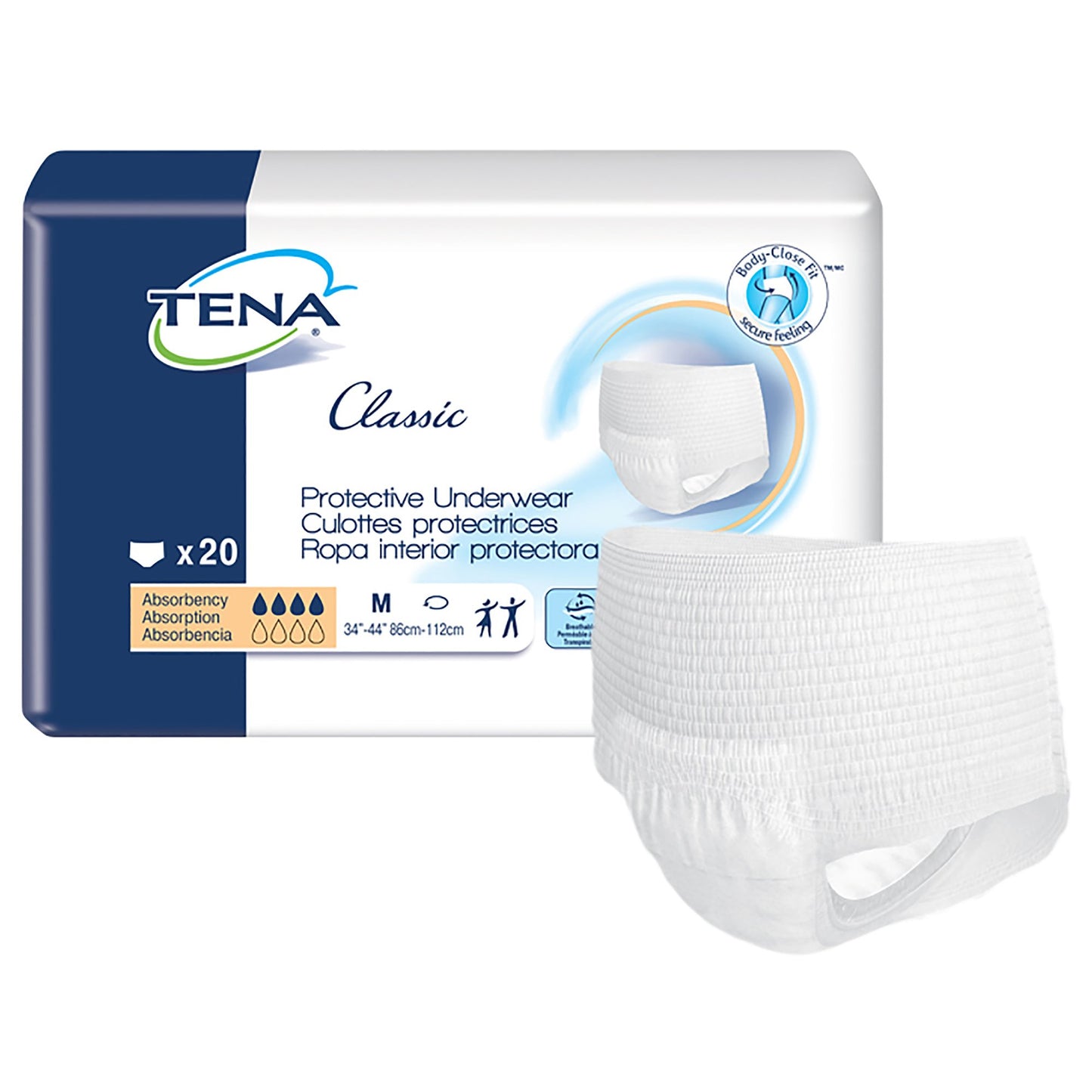 UNDERWEAR, TENA CLASSIC PROTECTIVE MED (20/PK 4PK/CS)