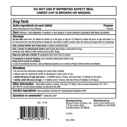 SODIUM BICARBONATE, TAB 650MG (1000/BT)
