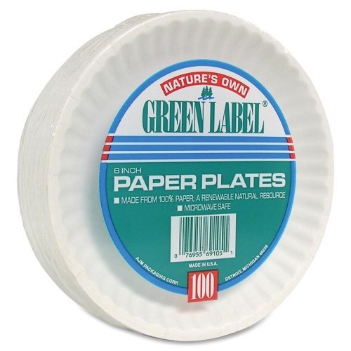 PLATE, PAPER UNCOATED WHT 6" (100/PK 10PK/CS)