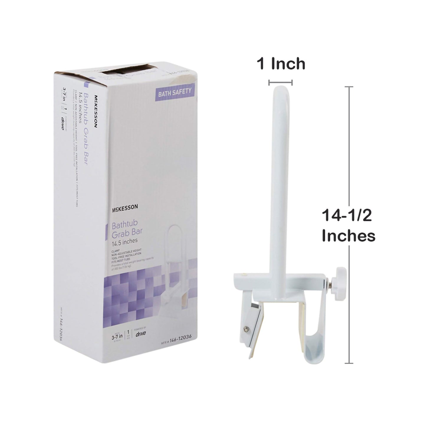 BAR, GRAB BAR CLAMP PDR COATEDWHT 14.5" (6/CS)