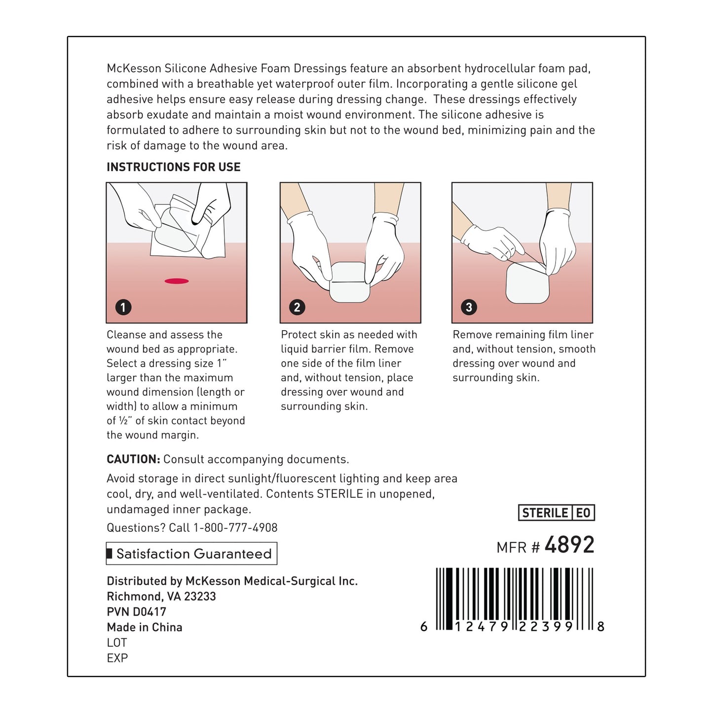 FOAM, ADH SIL LT W/O BORDER 3"X3" (10/BX 20BX/CS)