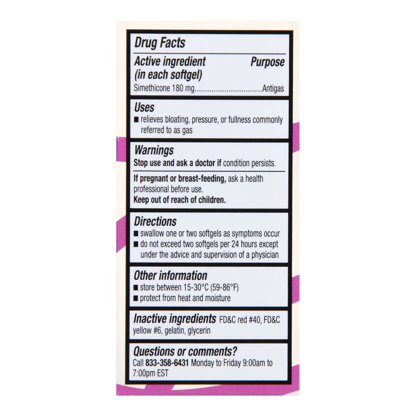 GAS RELIEF, CAP SGEL FT 180MG (60/BT)
