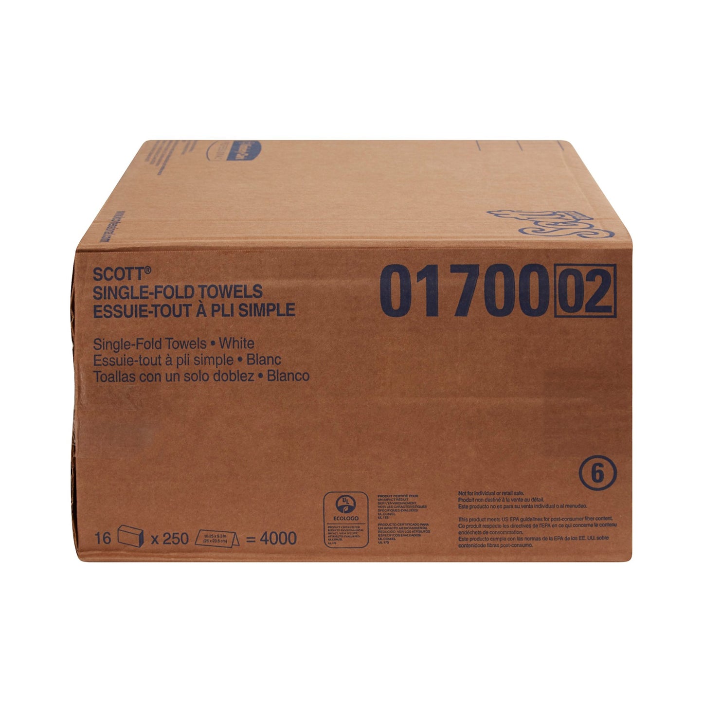 TOWEL, PAPER SNGL-FOLD WHT (16PK/CS) 1700 KIMCON
