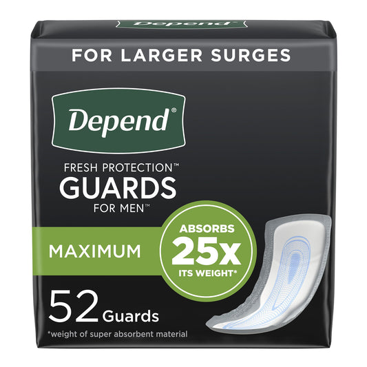 PAD, DEPEND GUARDS F/MEN MAXIMUM 5-1/2X12