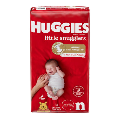 DIAPER, HUGGIES LITTLE SNUGGLERS JUMBO NEWBORN (31/PK 4PK/CS