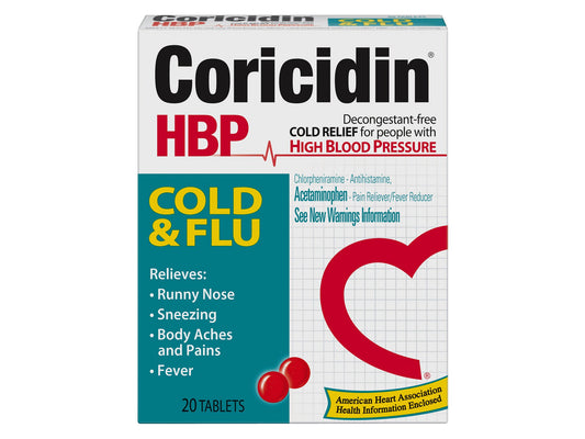 CORICIDIN HBP, TAB COLD&FLU 325MG-2MG (20/BX