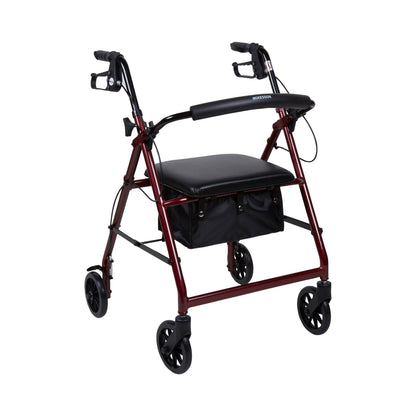 WALKER, ROLLATOR LTWT FOLDING ALUM W/6" WHLS RED 300LB