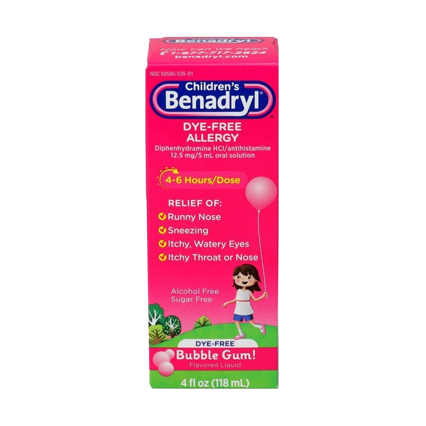 BENADRYL ALLERGY CHILDRENS, LIQ D-F BUBBLE GUM 4OZ