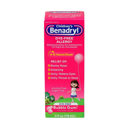 BENADRYL ALLERGY CHILDRENS, LIQ D-F BUBBLE GUM 4OZ