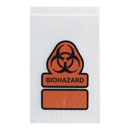 BAG, BIOHAZARD SPCMN RECLOS 6X9 (CUSTOM) (100/PK 10PK/CS)