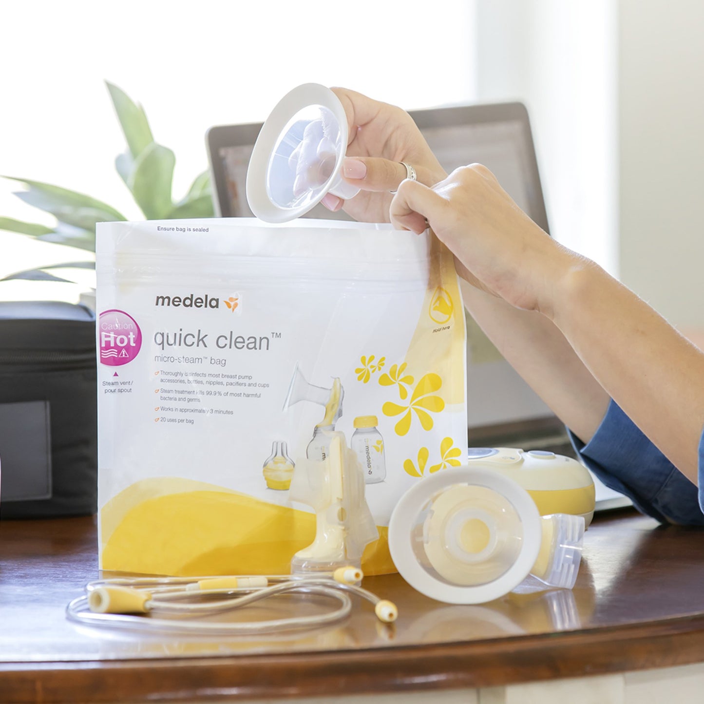 BAG, MICROWAVE STEAM QUICK CLEEAN F/BRST PMP (12/C