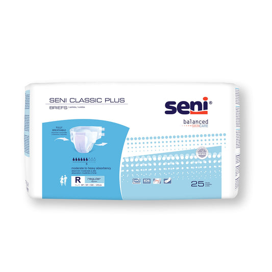 BRIEF, INCONT SENI CLASSIC PLUS REG 40"-50" (25/PK 4PK/CS)