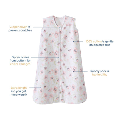 BLANKET, WEARABLE SLEEPSACK BLUSH WILDFLOWER LG (4/CS)