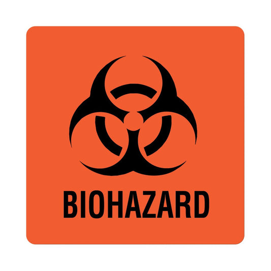 LABEL, BIOHAZARD FLURSNT RED 6" X6" (10/PK)