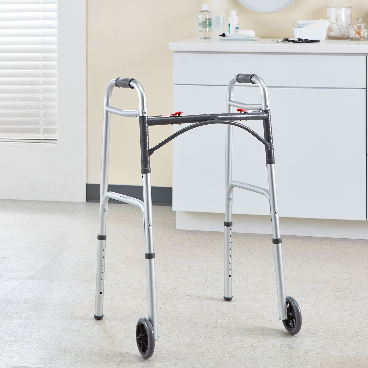 WALKER, FLD ALUM W/5" WHLS ADLT 350LBS (4/CS)