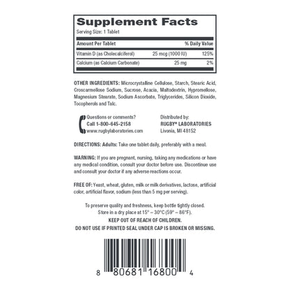 VITAMIN D3, TAB 25MCG (90/BT)