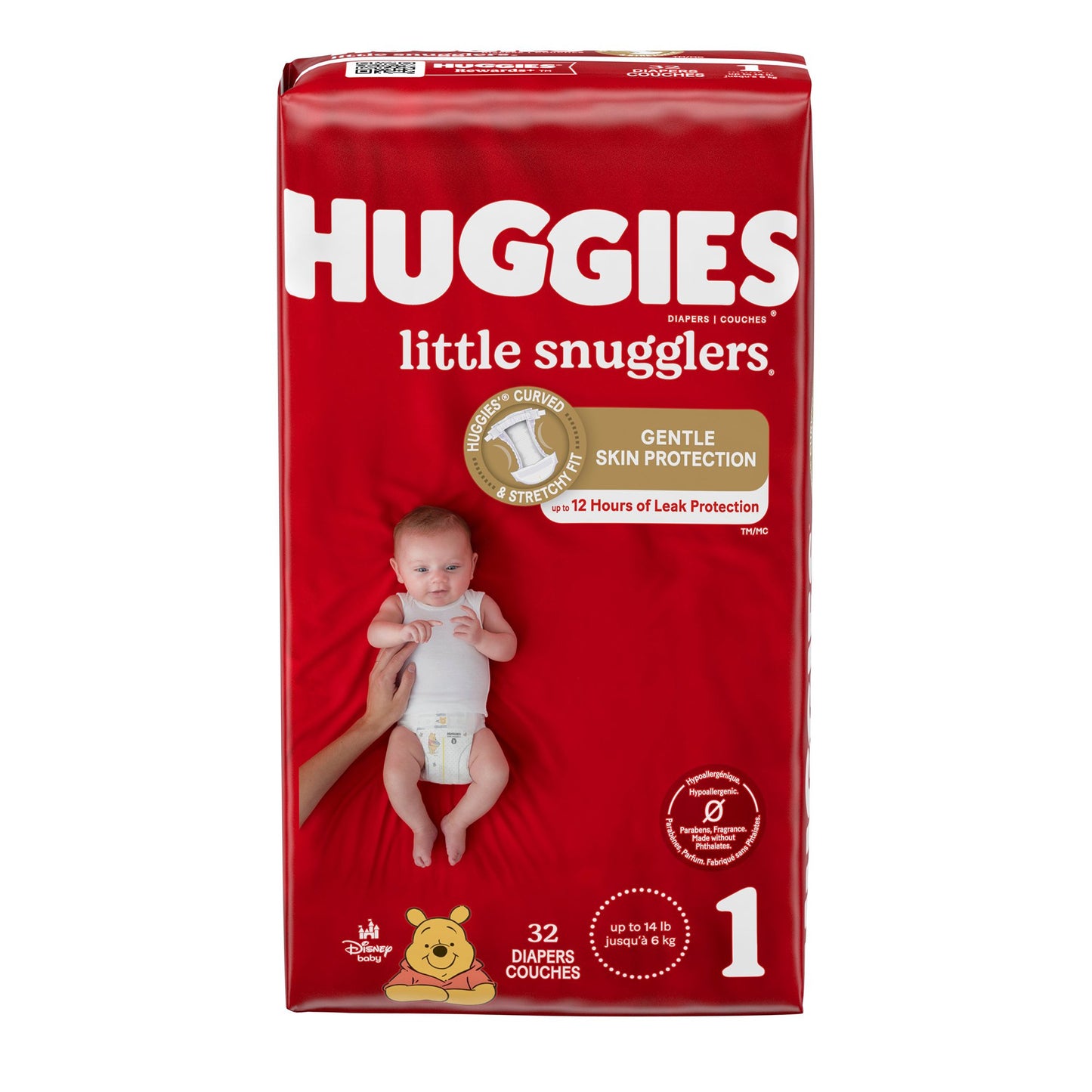 DIAPER, HUGGIES LITTLE SNUGGLERS JUMBO SZ1 (32/PK 4PK/CS)