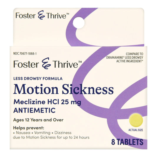 MECLIZINE, TAB FT MOTION SICKNESSLESS DROWSEY 25MG (8/BX)