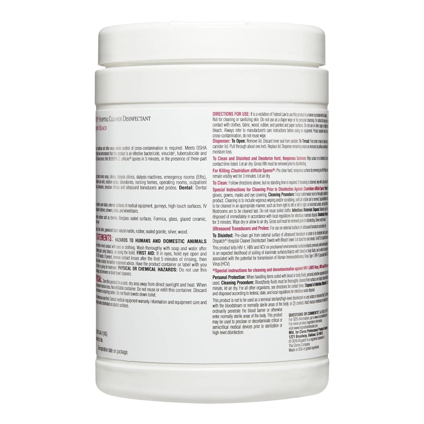 TOWEL, DISINFECTANT W/BLEACH (150EA/PK 8PK/CS)