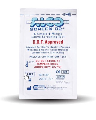 ALCO-SCREEN 02 ALCOHOL TEST 24/BX 12BX/CS 288TST INSTCH