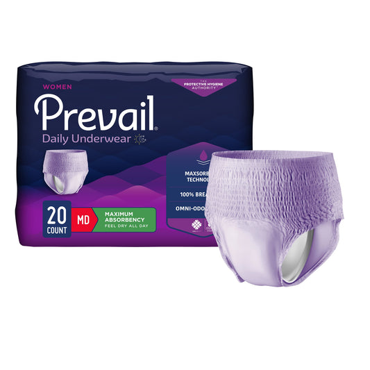 UNDERWEAR, PREVAIL WOMEN 28"-40" MED (20/BG 4BG/CS)