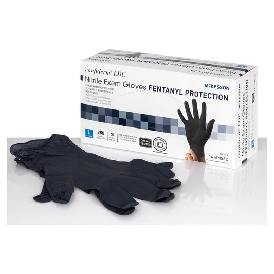 GLOVE, EXAM NTRL LG N/S CHEMO BLK LDC (250/BX 10BX/CS)