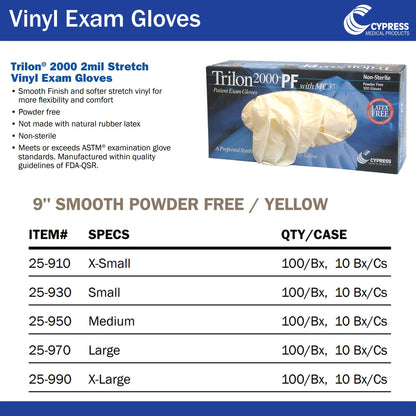 GLOVE, EXAM VNYLSTRCH LG N/S TRILON-2000 (100/BX 10BX/CS)