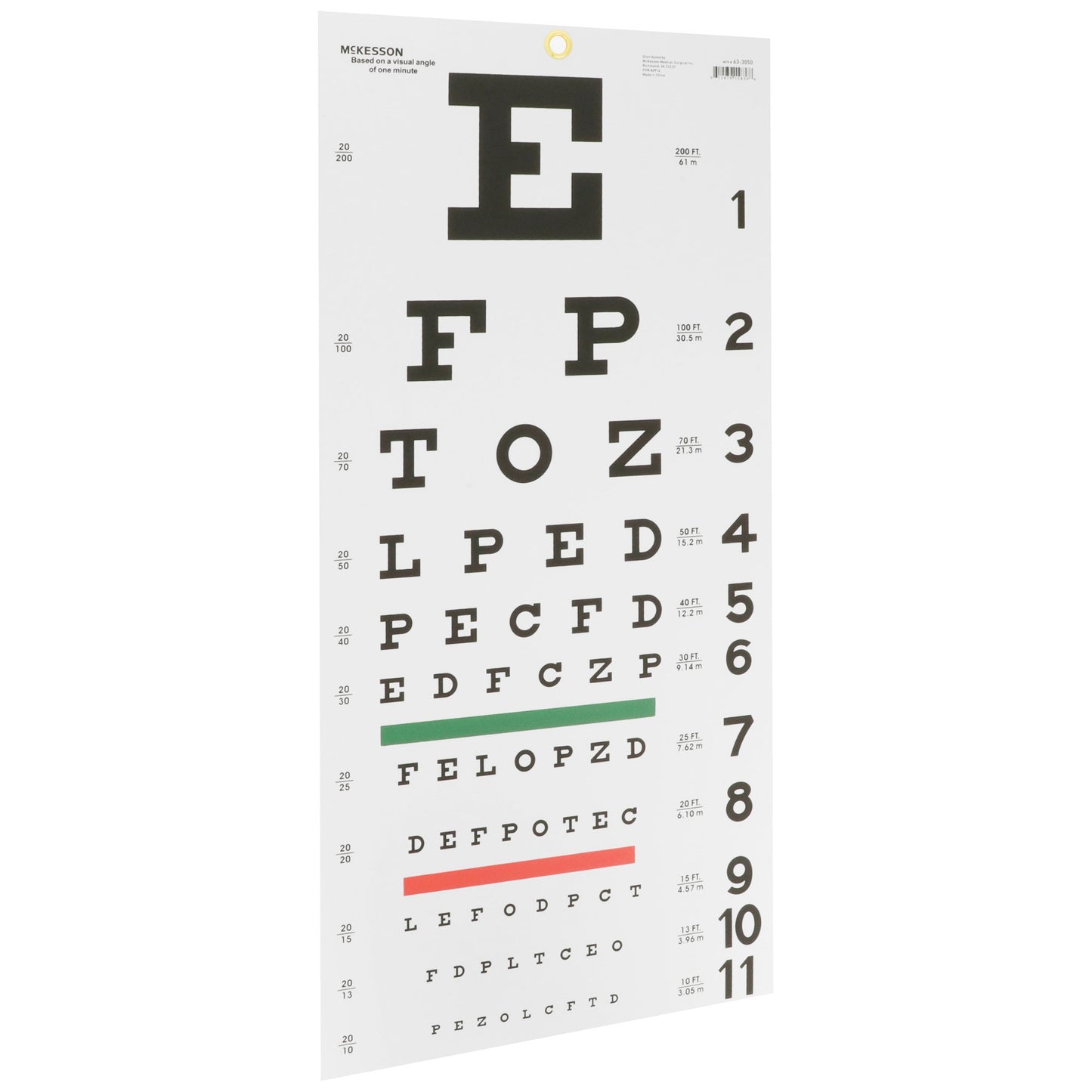 CHART, EYE TEST SNELLEN LF 20'22"X11" (5/BG)