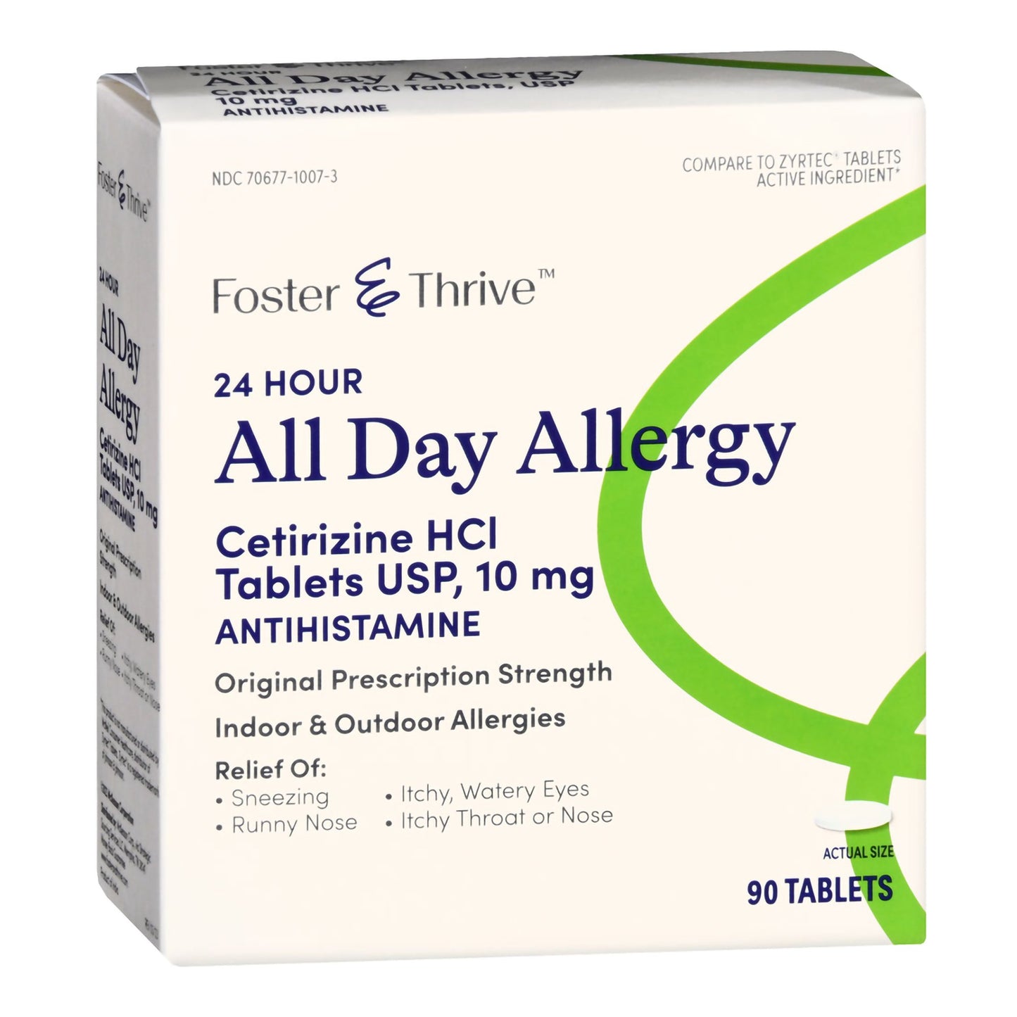 ALL DAY ALLERGY, TAB FT CETIRIZINE SM 10MG (90/BX)