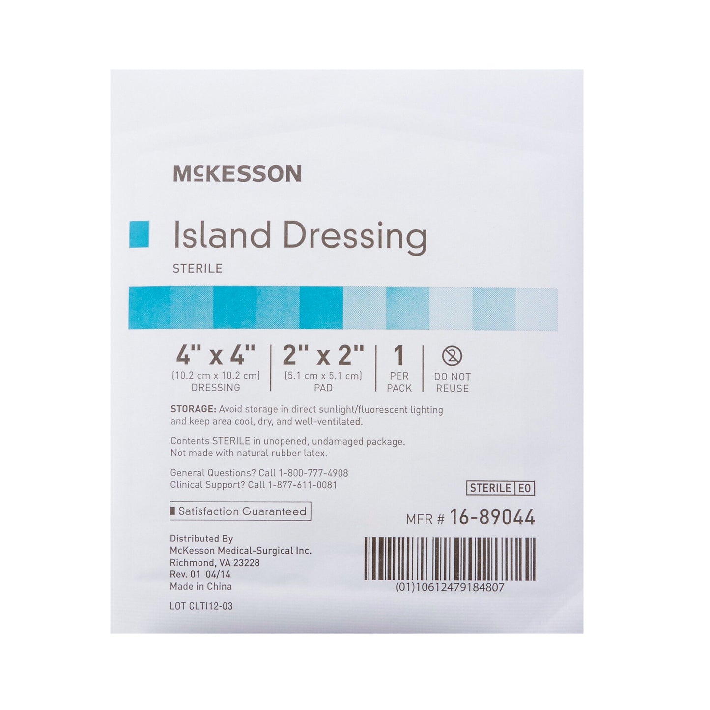 DRESSING, ISLAND BORDER-GAUZE STR LF 4X4" (25/BX 4BX/CS)