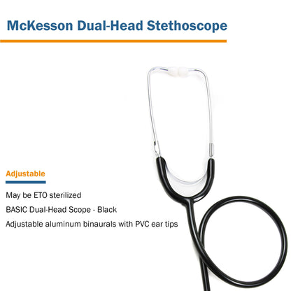 STETHOSCOPE, DUAL HEAD BLK (10/BX 5BX/CS)