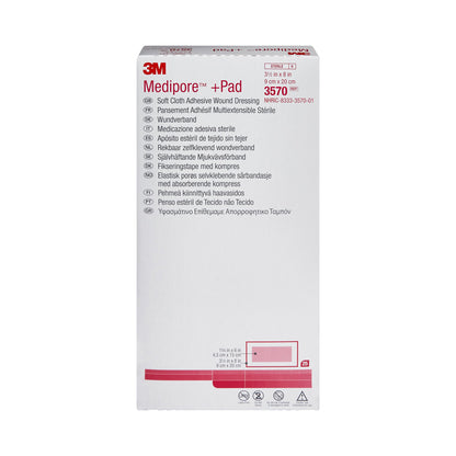 DRESSING, SOFT CLOTH MEDIPORE +PAD 3 1/2X8" (25/BX)
