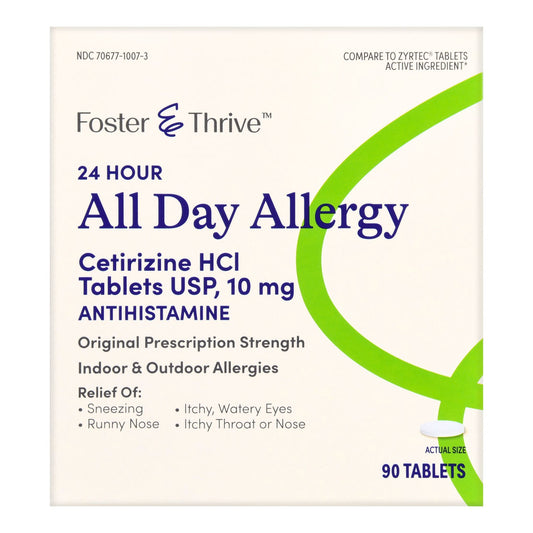 ALL DAY ALLERGY, TAB FT CETIRIZINE SM 10MG (90/BX)