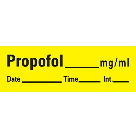 LABEL, PROPOFOL 1 1/2X1/2 YLW PROFTP