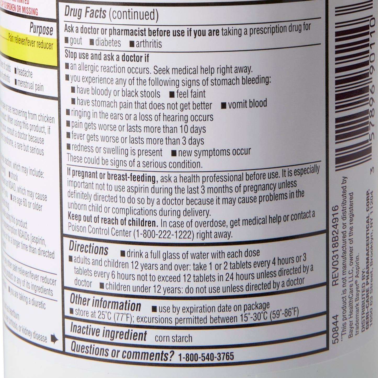 ASPIRIN, TAB 325MG (1000/BT 12BT/CS)