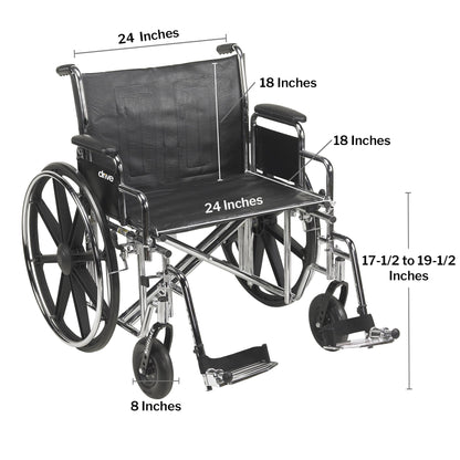 WHEELCHAIR, HD DUAL CROSS BRACE DDA SF 24" 450LBS