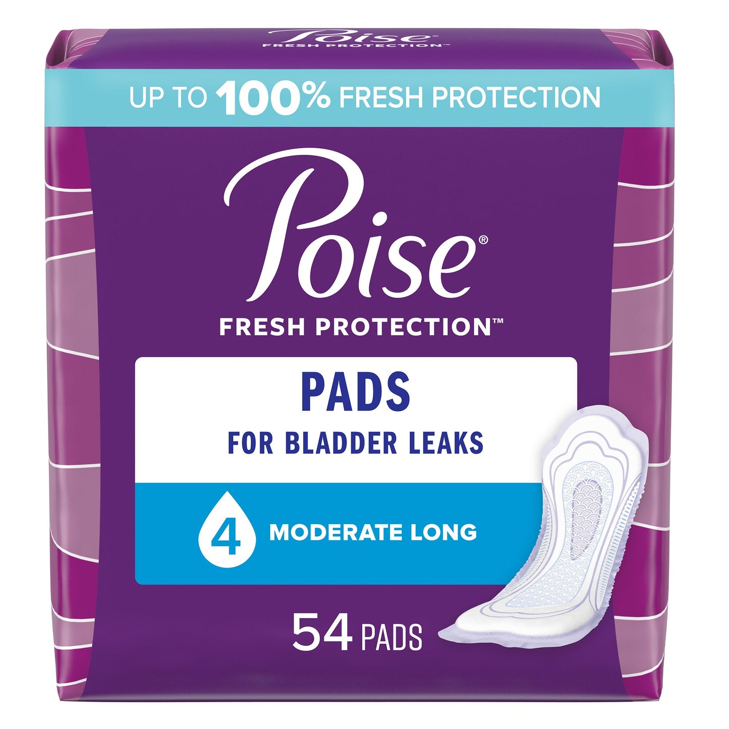 PAD, POISE MODERATE LONG (54/PK 2PK/CS)