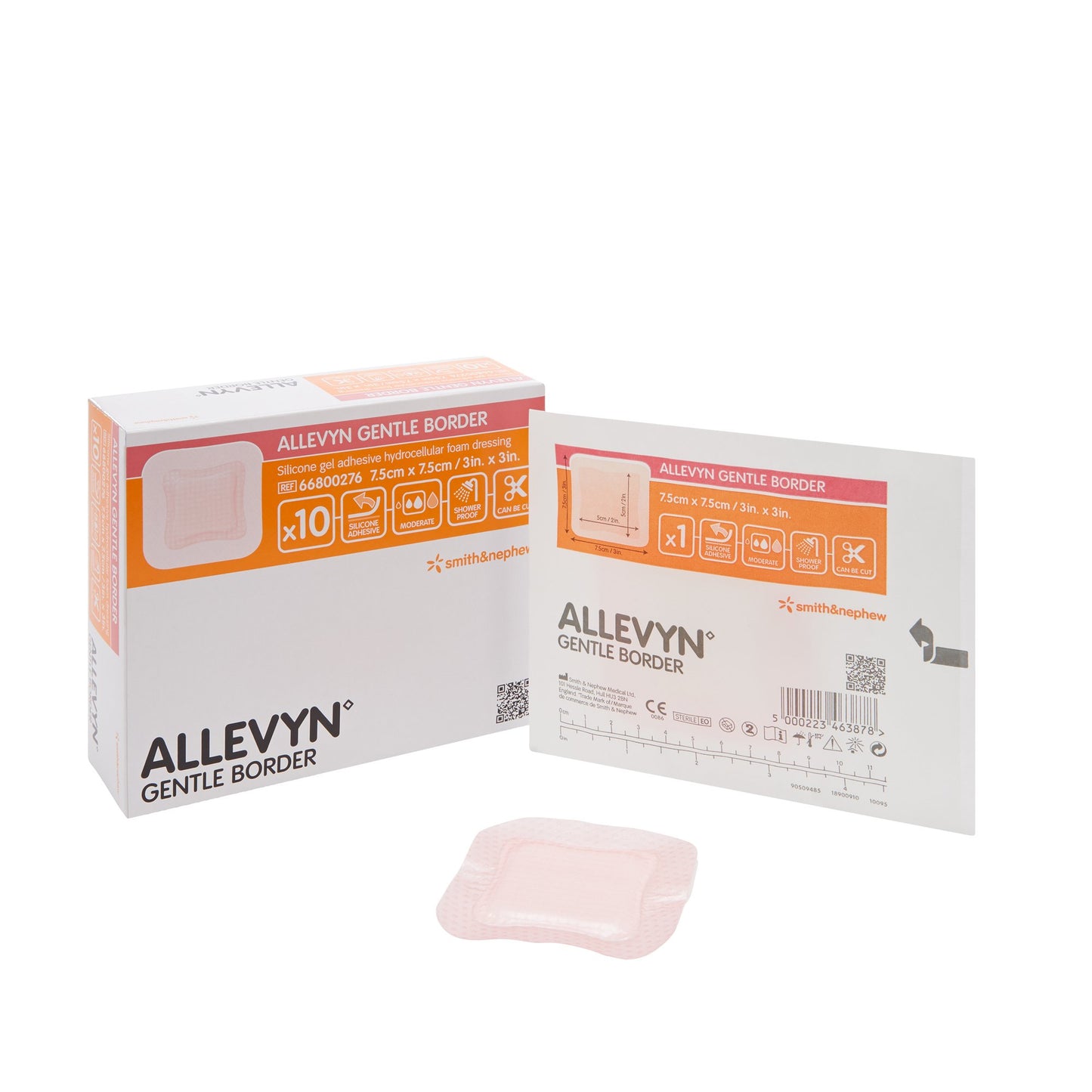 DRESSING, ALLEVYN GENTLE BRDR 3"X3" (10/BX 4BX/CS)