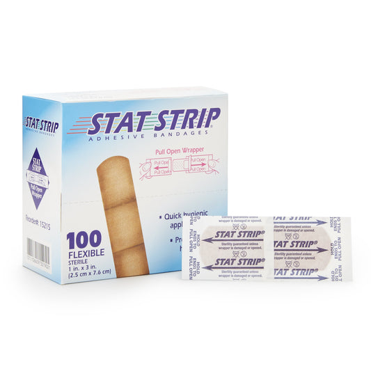 BANDAGE, ADHSV FLEX STAT STRIP1"X3" (100/BX) DERSCI