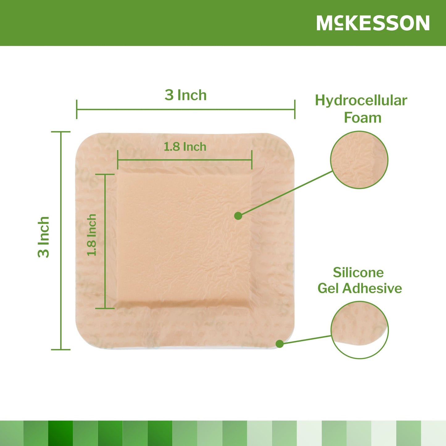 FOAM, ADH SIL W/BORDER 3"X3" (10/BX 20BX/CS)
