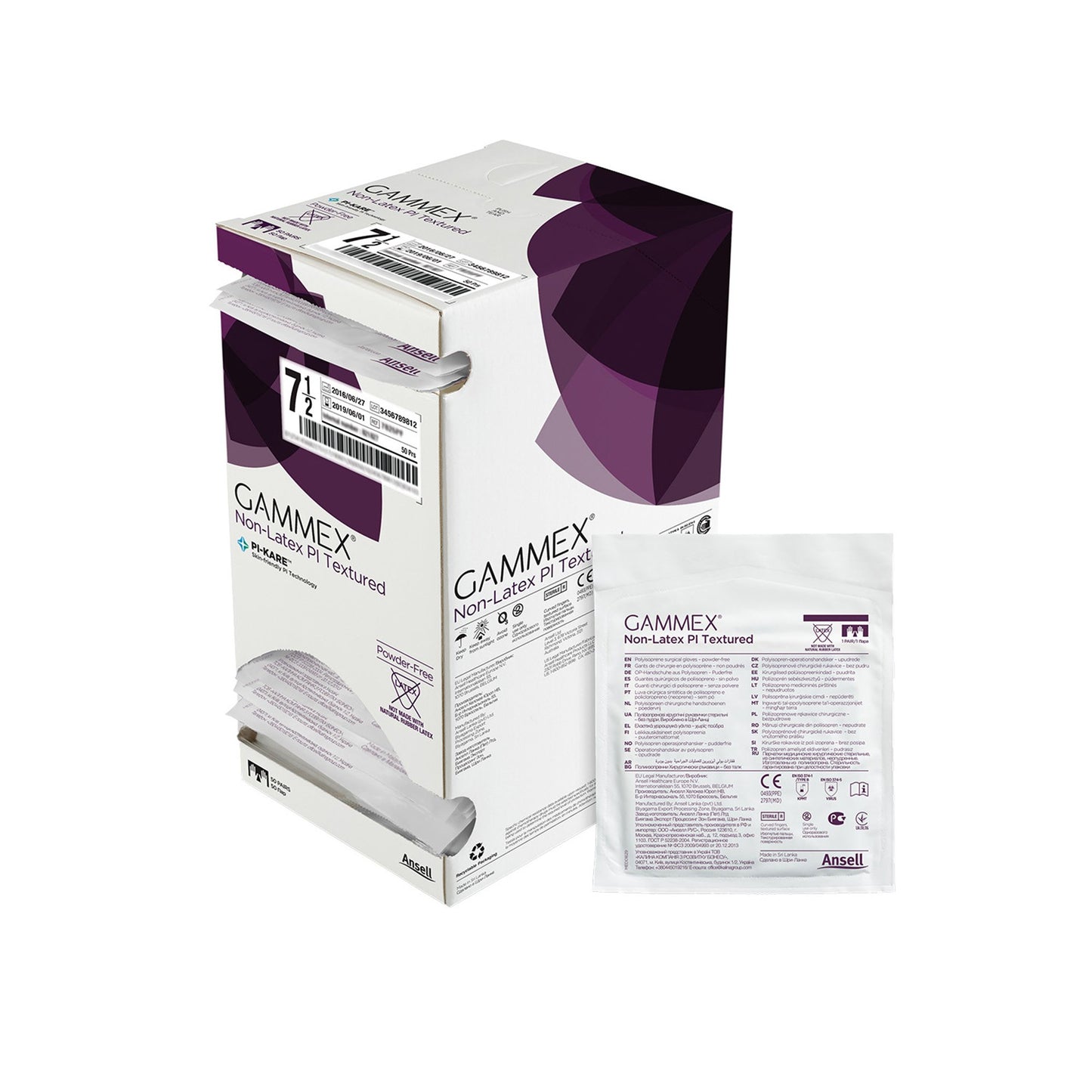 GLOVE, SURG PLYISO 7.5 STR2 TXT (50PR/BX 4BX/CS)