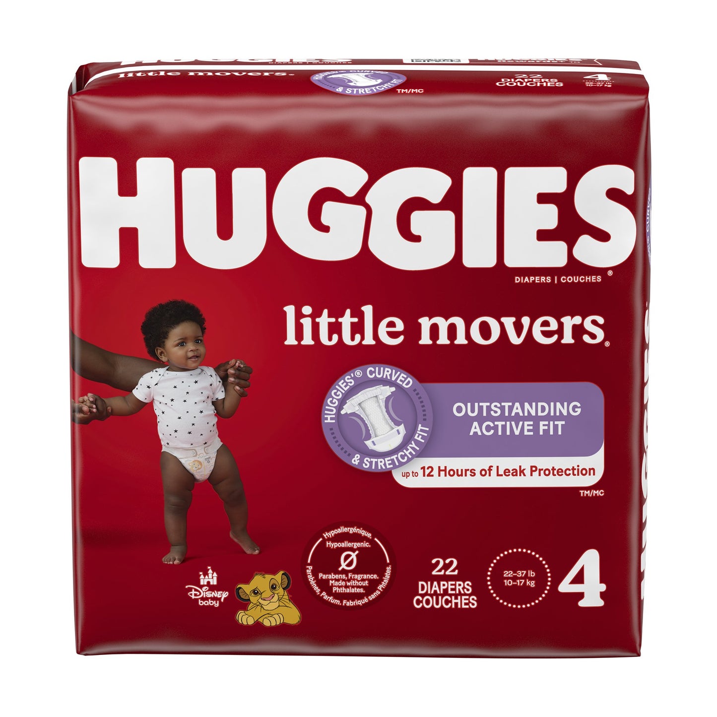 DIAPER, HUGGIES LITTLE MOVERS JUMBO SZ4 (22/PK 4PK/CS)