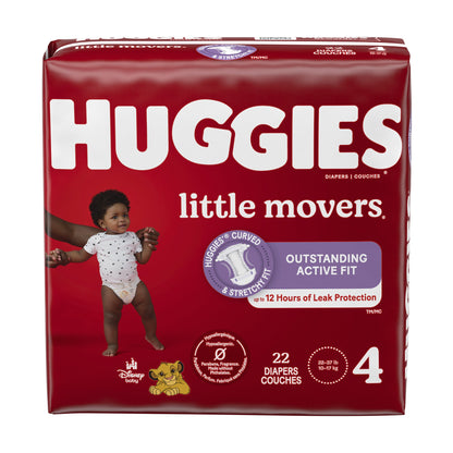 DIAPER, HUGGIES LITTLE MOVERS JUMBO SZ4 (22/PK 4PK/CS)