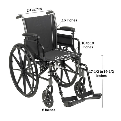 WHEELCHAIR, LIGHTWEIGHT CRUISER III 20" 300LB CAP