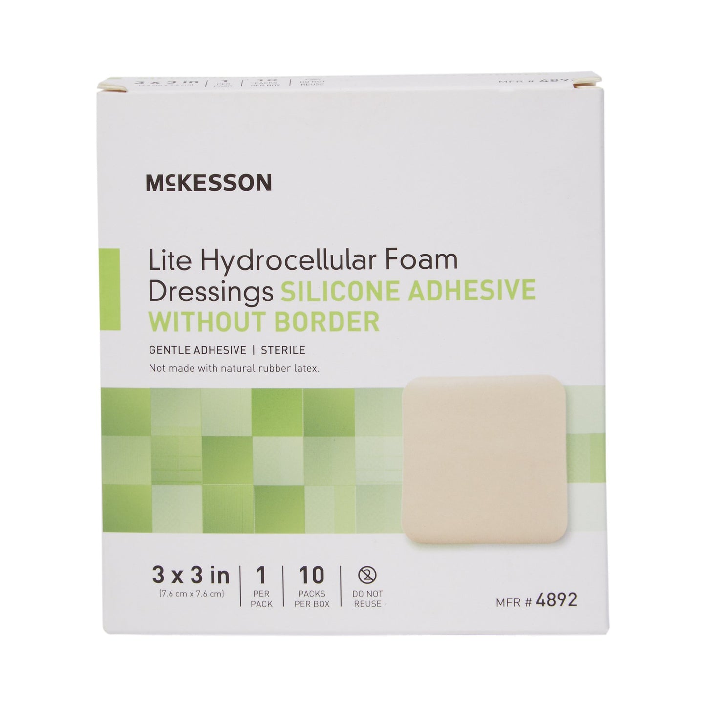 FOAM, ADH SIL LT W/O BORDER 3"X3" (10/BX 20BX/CS)