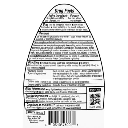 ORAJEL, RINSE TOOTHACHE SOOTHING MINT 16OZ