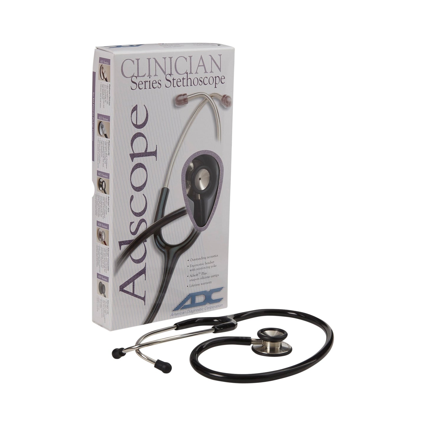 STETHOSCOPE, NURSES S/STL BLK ADLT