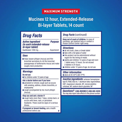 MUCINEX, TAB ER 1200MG (14/CT)